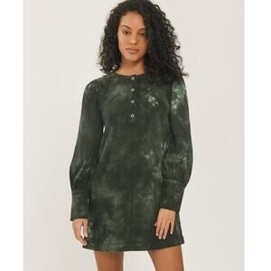 Something Navy Edie Long Sleeve Mini Dress in Army Green Tie Dye Size XXL NWT